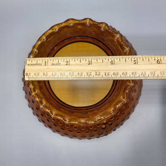 Vintage Amber Glass Hobnail Glass Lamp Shade Ruffled Top Retro Style Decoration - Picture 9 of 11